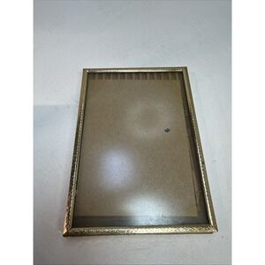 Vtg Gold Tone Brass 5 X 7 Picture Photo Frame Ornate Etched Metal MCM